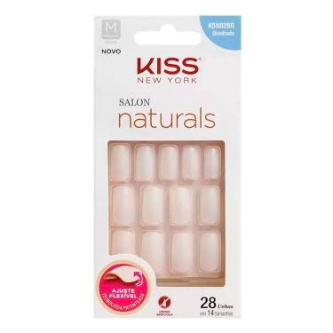 Imagem de Unhas Postiças Kiss New York Salon Naturals Tamanho Quadrado Médio KSNO2BR com 28 Unidades