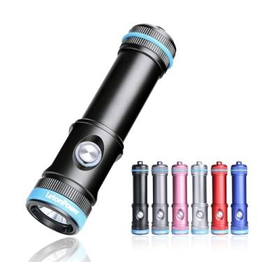 Imagem de LetonPower Tynny-13se Lanterna de mergulho compacta de 2200 lúmens, 6 modos, luz de mergulho, luz de snorkeling com bateria recarregável e carregamento tipo C para lanterna de mergulho (Black)