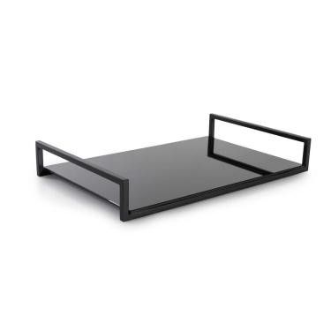 Imagem de Bandeja Decorativa Vidro e Aço Frame 40cm Suporte P/ Objetos