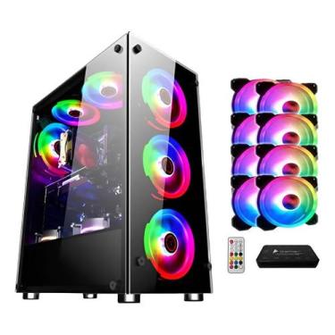 Imagem de Gabinete Gamer Vidro Usb3.0 Xway 01150 Com 8 Fans Rgb Controladora, Pr