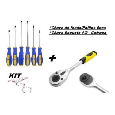 Imagem de Kit Chave Fenda Philips 6 Peças Imantada + Chave Soquete 1/2