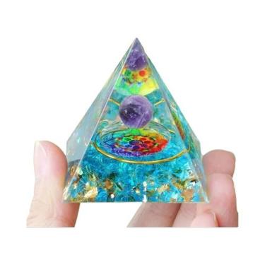 Imagem de Pirâmide De Orgônio De Ametista E Peridoto, Cristal De Cura Com Energi