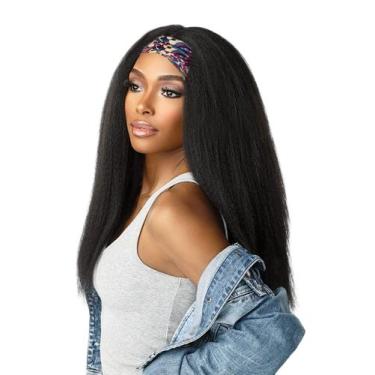 Imagem de Peruca de cabeça Aminow Kinky Straight Straight Synthetic 50cm para mu