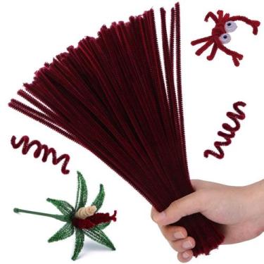 Imagem de Limpadores de cachimbo Hssugi 100PCS Christmas Craft Supplies Wine Red