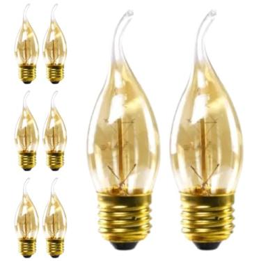 Imagem de Kit 8x Lâmpada Filamento Carbono Vela Chama C35 E27 2400K Dimerizável (Tensão 220V)