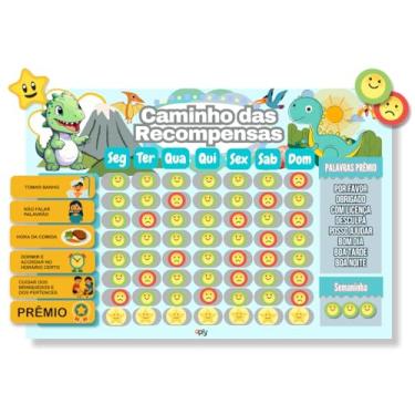 Imagem de Quadro De Rotina Semanal Criança Regra Atividades Dinossauro