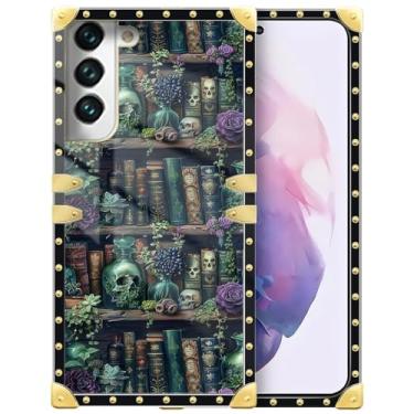 Imagem de DAIZAG Capa compatível com Samsung Galaxy S22 Plus, placa de xadrez de flor de crânio, decoração dourada, capa protetora de TPU macio, antiarranhões para Samsung Galaxy S22 Plus