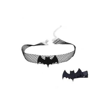 Imagem de Conjunto de joias de morcego gótico de Halloween, gargantilha de morcego, vampiro, gótico, morcego, bico de pato, presilhas de cabelo, preto, tatuagem, gargantilha para mulheres, cosplay, Lolita