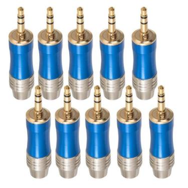Imagem de Kit com 10 Plug Estéreo P2 - Metal Azul - CIRILO CABOS