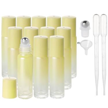 Imagem de SESENSE Frascos de rolo de óleo essencial, frascos de perfume de vidro espesso de 10 ml com abridor de funil e conta-gotas, frascos vazios de vidro colorido com bolas de rolo de aço inoxidável