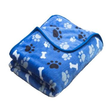 Imagem de AIWEK Cobertor de cachorro padrão de osso de pata 1 pacote 1 capa de sofá de flanela quente super macia, protetor de cama de carro, lavável à prova de urina, cobertor para animais de estimação ao ar