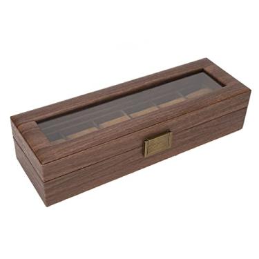 Imagem de Ymiko Caixa de Relógio, Assistir Estojos para Homens Com Exibição de Vidro Top Top Requintado Caixa de Relógios 6 Slots Slots Watch Box for Men Watch Display Box