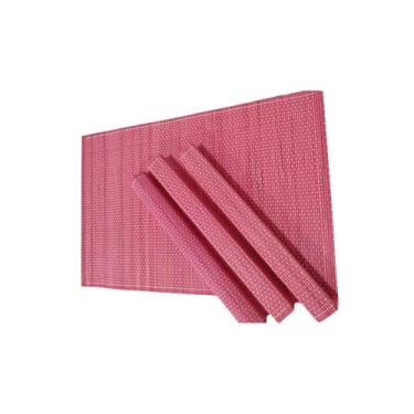 Imagem de Kit Jogo Americano Bambu vermelho rosado. Com 4 Unidades 44 x 30 cm Jogo para 4 Lugares.