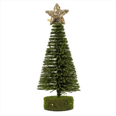 Imagem de Enfeite Mini Àrvore com Musgo Ponteira Estrela Dourada 18cm - Magizi
