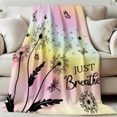 Imagem de GLOBLELAND Manta de dente-de-leão 139 × 139 cm borboletas e libélulas macio aconchegante cobertor de flanela lavável felpudo para casa, escritório, quarto, cama, sofá, cadeira, presentes