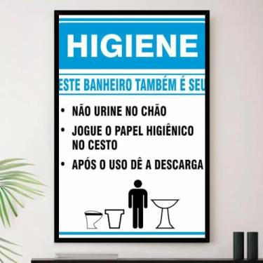 Imagem de Genérico, Quadro Banheiro Aviso Higiene Bar Casa Decorativo A4 23x33cm
