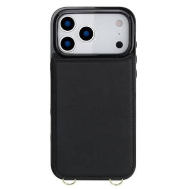 Imagem de HAOMRIYL Capa carteira para iPhone 17 Pro Max/17 Pro/Air/17, compartimentos para cartões ocultos, capa de couro com suporte, proteção fina, à prova de choque, capa de negócios, preta, 17