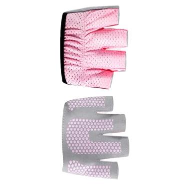 Imagem de aqxreight Luvas Pilates Femininas Não Deslizam Meias -Luvas Minimalistas de Quatro Dedos para Exercícios de Fitness (Rosa S 17,5cm / 6,9in)
