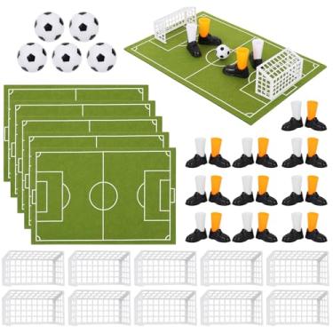 Imagem de Conjunto de mesa com 40 peças centrais de futebol e futebol, jogo de pebolim, mini mesa, jogos esportivos, decoração de mesa, decoração de festa de futebol americano, para família, escritório
