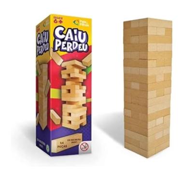 Imagem de Jogo Caiu Perdeu Torre De Madeira Mesa Equilibrio 54 Peças 28 Cm De Altura Para 6+ Anos O Papai Paga Mico Premium