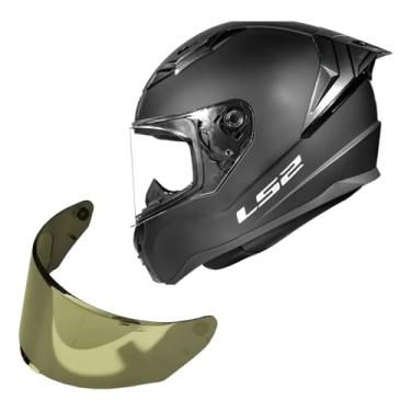 Imagem de Kit Capacete Moto Ls2 FF810 Vigo Preto Fosco + Viseira Dourado (56)