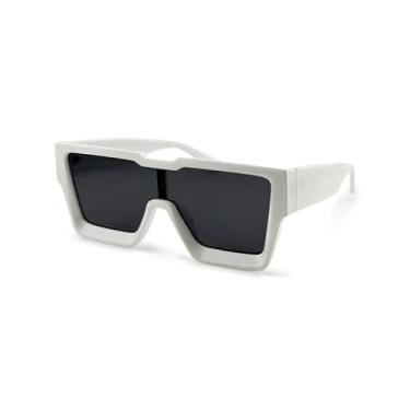 Imagem de Frames on Frames Óculos de sol retrô para mulheres e homens, óculos escuros legais dos anos 90 para festa, clube, uso casual, rave moderno, Branco, 142mm
