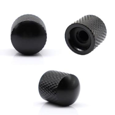Imagem de Samherome 3 maçanetas pretas texturizadas de metal para guitarra, botões de volume para guitarra elétrica Fender Telecaster Gibson Les Paul, compatível com 18 estrias grossas