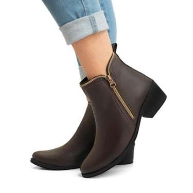 Imagem de Bota Feminina Casual Cano Baixo Salto Zíper Confortável Macia Leve Antiderrapante-Feminino