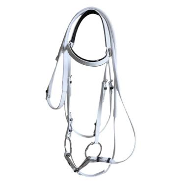 Imagem de menolana Rédea de cavalo com freio de argola de aço inoxidável, equipamento equestre, corda de montaria, cabresto para adestramento de trilha de clube, Branco 13.5 Cm