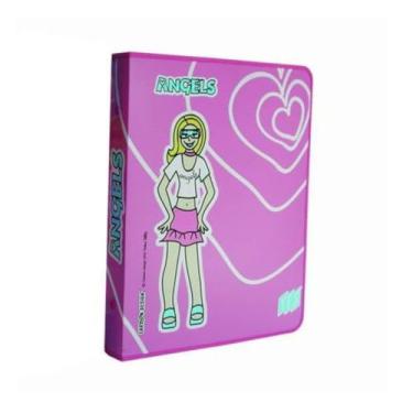 Imagem de Pasta com Zíper Fichário Angels Rosa Ofício Yes com 4 Argolas e Bolso Interno Escolar Aula Grande