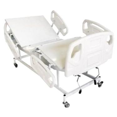 Imagem de Cama Hospitalar Manual 2 Manivelas com Altura fixa do Leito e 6 posições Grades Luxo