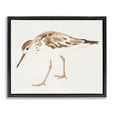 Imagem de Stupell Industries Arte de parede em tela flutuante minimalista Sandpiper Shore Bird com moldura preta, design por Sisi e Seb, 25 x 31