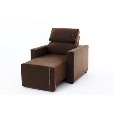 Imagem de Poltrona da Vovó Reclinável e Retrátil Vira Cama 90cm Suede Veludo Ivone (Marrom)
