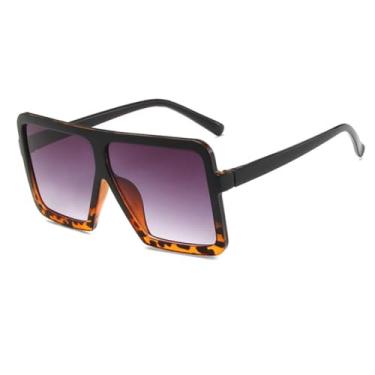 Imagem de HPIRME Óculos vintage grandes femininos para homens, armação grande punk, luxo, UV400 (preto, leopardo, cinza)