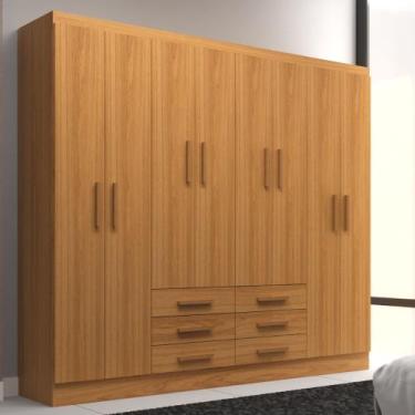 Imagem de Guarda Roupa Casal 8 Portas 6 Gavetas Paris Evidência Móveis, Cinamomo