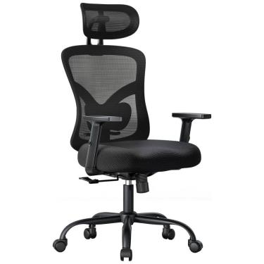 Imagem de Cadeira de Escritório Ergonômica Giratória e Ajustável com Apoio 3D, NOBLEWELL NWOC1, Preto