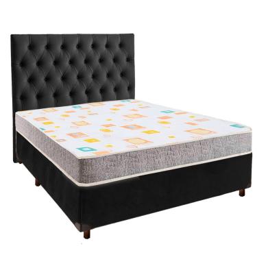 Imagem de Cama + Box Preto E Colchão D20 Casal - D20 Inducol + Cabeceira