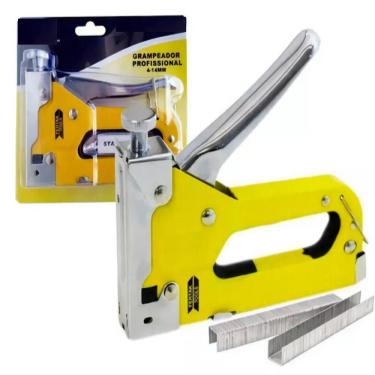 Imagem de Kit Grampeador Pinador Tapeceiro Profissional 3 Em 1 Completo Metal Manual Alta Pressao Profissional