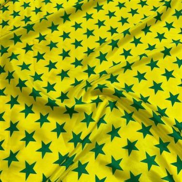 Imagem de Tecido Cetim Estampado Brasil Patriota 1,40m para Decorações e Festas 