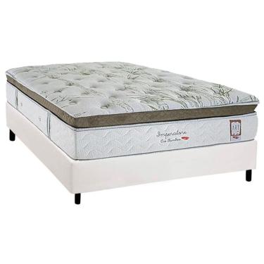 Imagem de Cama Box Casal: Colchão Molas Masterpocket Ensacadas Herval Imperatore Eco Bamboo + Base Crc Corano White (138x188)