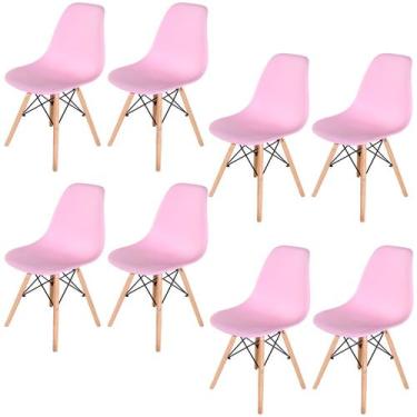 Imagem de Kit 8 Cadeiras Eames Eifell 130PP - Brasil Chairs, Rosa