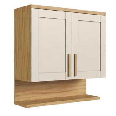 Imagem de Armário Aéreo Cozinha 80 Cm Riesling 2 Portas 100% Mdf Amêndoa/Off Whi