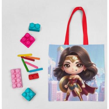 Imagem de 10 Bolsinhas Mini Ecobags Personalizadas Super Heróis Mulher Maravilha