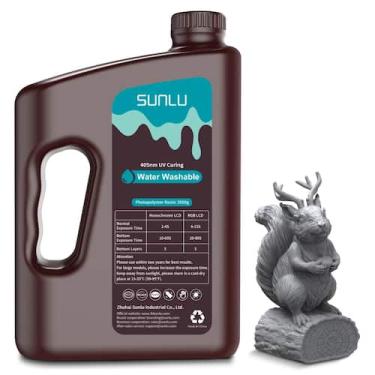 Imagem de Resina de impressora 3D SUNLU lavável com água 3 kg cinza escuro 395-4