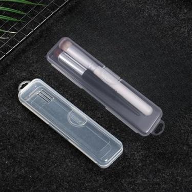 Imagem de Caixa organizadora de pincéis de maquiagem de plástico transparente, 2 peças, estojo portátil para lápis de sobrancelha, pauzinhos, talheres, tamanho pequeno
