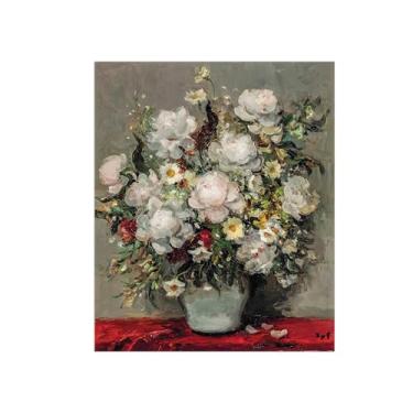 Imagem de Pôster e impressões em tela de flores vintage - reprodução de pintura de arte de parede famosa - peônias e margaridas - imagens para sala de estar 40 x 50 cm 16 x 20 pol sem moldura