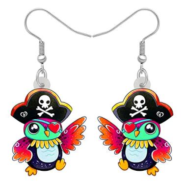 Imagem de Brincos de coruja de chapéu de pirata de acrílico com pingente de joia de animal para mulheres, acessórios de lembrancinha de festa, presentes e berloques, Medium, Acrílico, Sem pedra preciosa