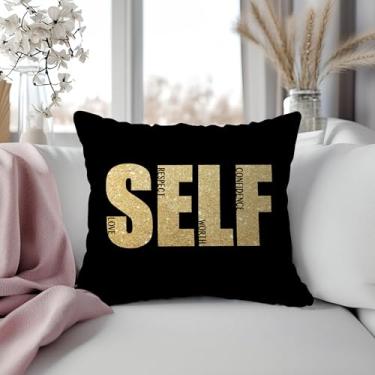 Imagem de Capas de travesseiro autorama respeito confiança vale a pena 45,7 x 45,7 cm, presentes de afirmação positiva, ouro preto, citação inspiradora, fronhas decorativas