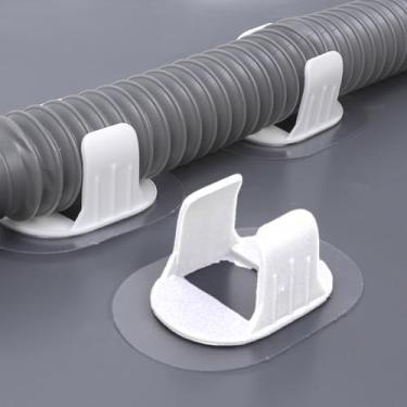 Imagem de Organizador de braçadeira de tubo de plástico ajustável de 3 peças para máquina de lavar tubos de aquecedor de água a gás, branco, 9,5 x 6,5 cm