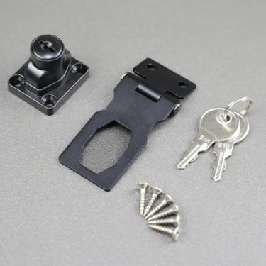 Imagem de Trava de ferrolho com chave, fecho giratório de 6 cm, trava de segurança de aço inoxidável para gaveta, armários, portas, preto